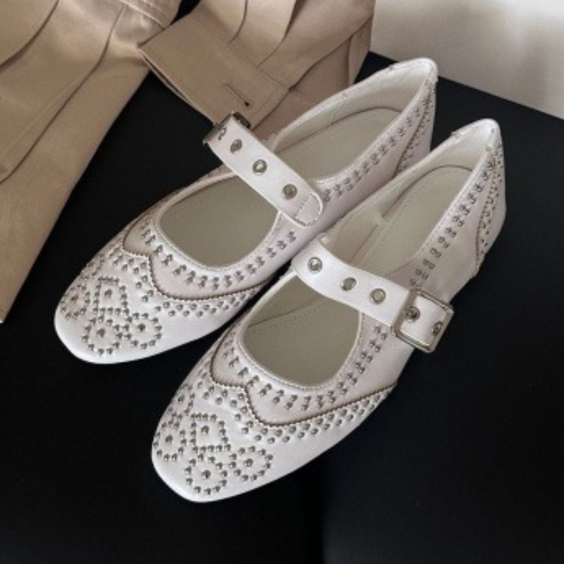 Women'S Fashion Brands - Retro Niet Schnalle Design Wohnungen Frauen