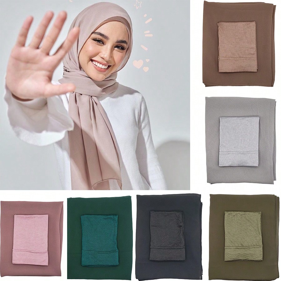 Women Fashion Youtube - 2-teiliges Set Damen-Hijab-Schal und Mütze für