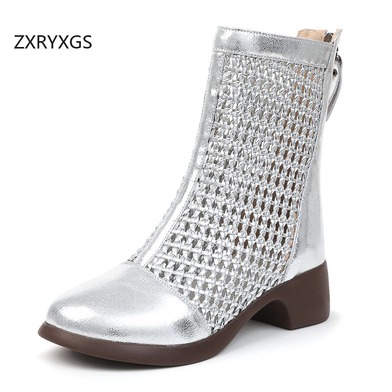 Women Fashion Youtube - ZXRYXGS 2026 Top Rindsleder Geflochtene Hohlkühle