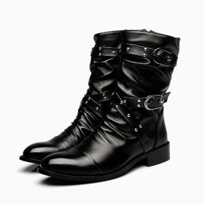 Women Fashion Youtube - Modische Herren-Lederstiefel Hochwertige Mittelhohe Stiefel Klassische