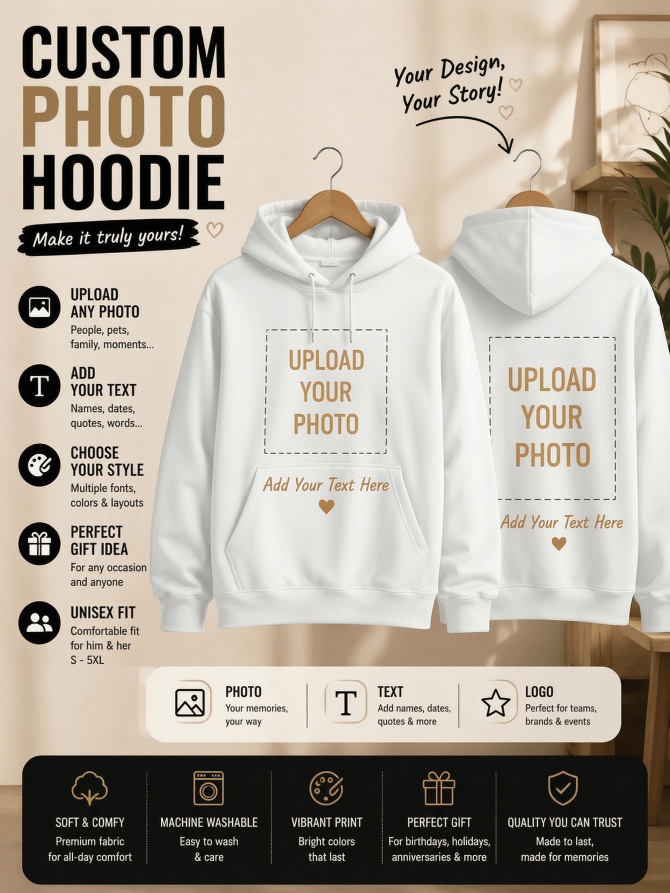 Hoodie Women Oversized - Winter Individualisierbare Damen-Hoodies Sportliche Oversize-Sweatshirts mit