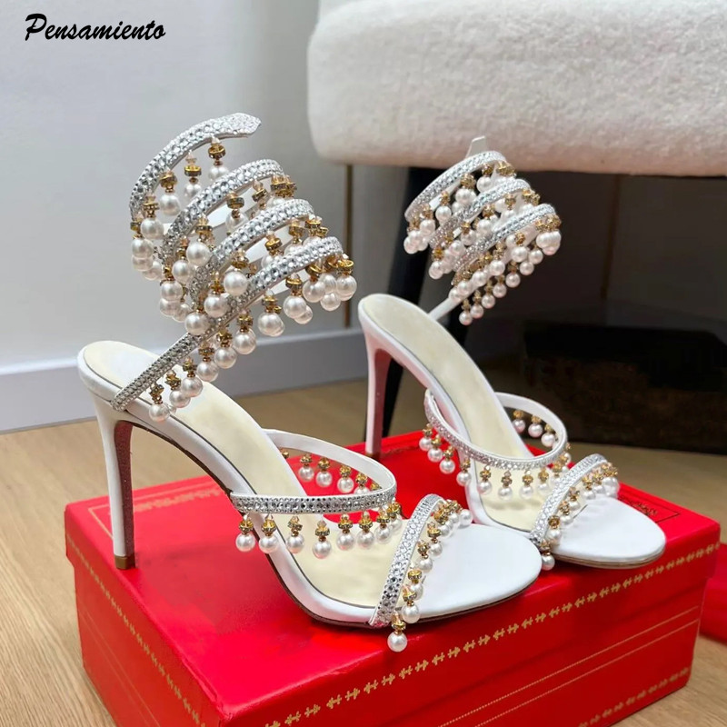 Women Fashion Ideas - Luxuriöse Gladiatorensandalen für Damen mit Strass,