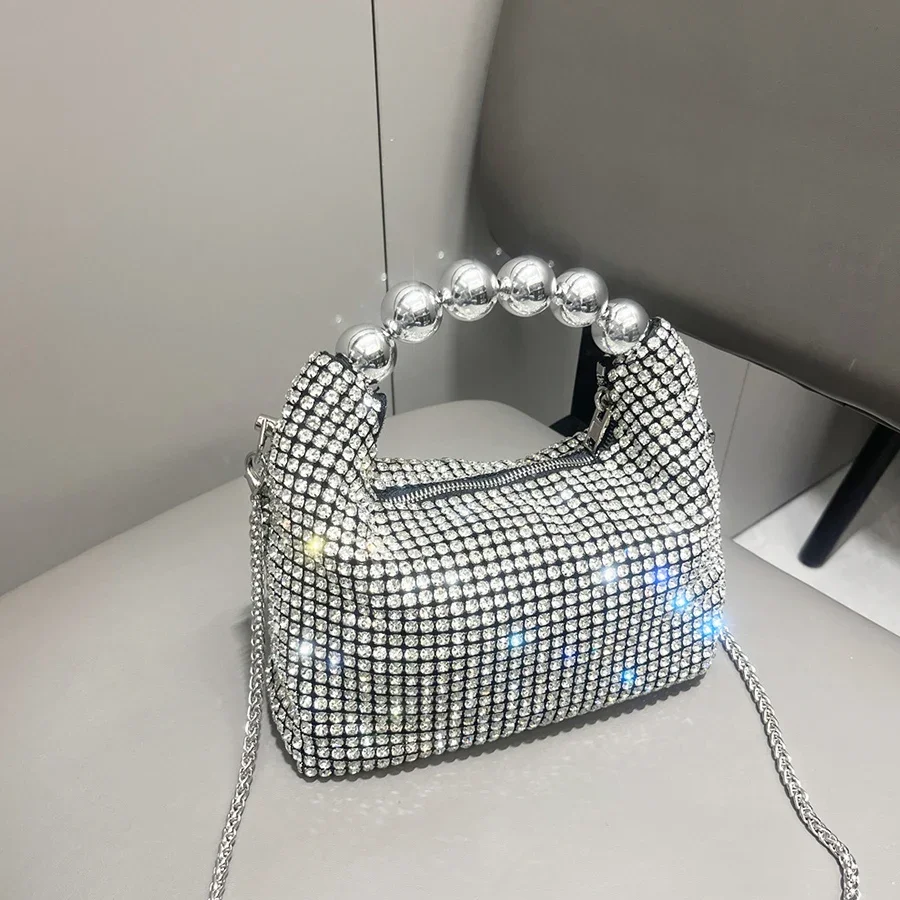 Women'S Fashion Boutique - Glänzende silberne Strass-Clutch-Taschen für Damen, Luxus-Design,