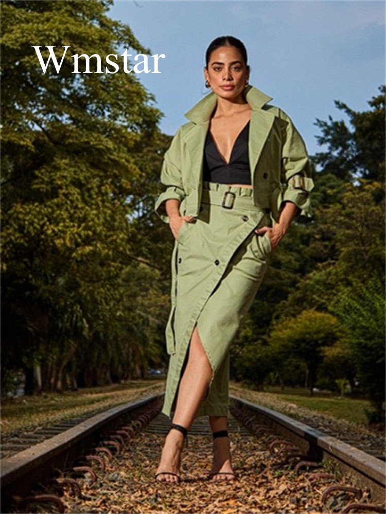 Belted Shirt Dress - Wmstar 2-teilige Sets für Damen, neu,