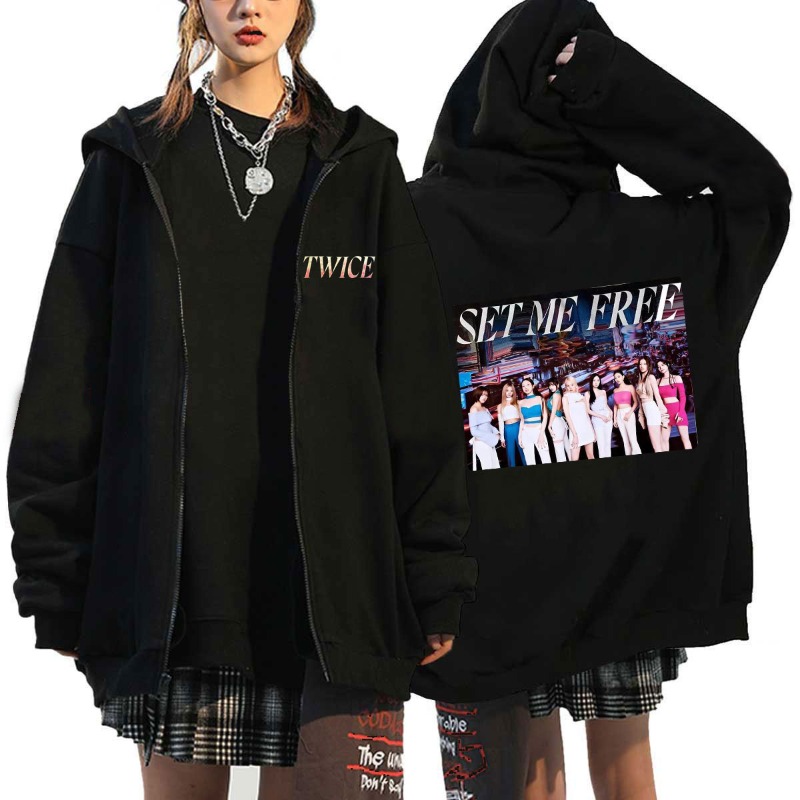 Hoodie Women Oversized - Pop TWICE Kawaii Harajuku Grafikdruck-Kapuzenpullover mit