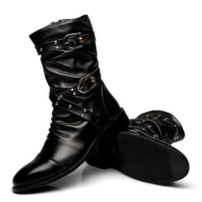 Women Fashion Youtube - Modische Herren-Lederstiefel Hochwertige Mittelhohe Stiefel Klassische
