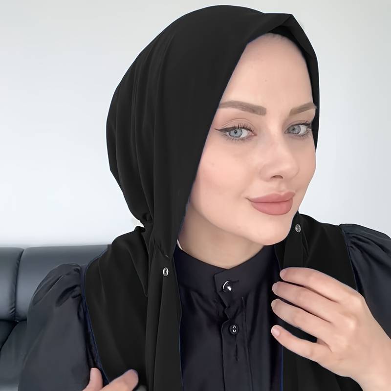 Women Fashion Hats - Muslimische Mode, schlichter, einfarbiger Schal-Hut mit