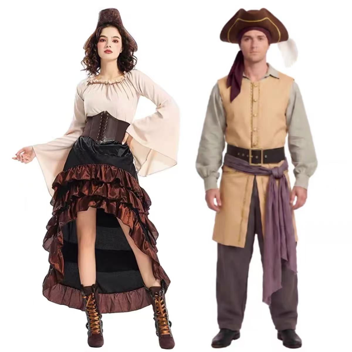 Belted Shirt Dress - Film Backrooms Kapitän Clark Piraten-Cosplay-Kostüm Herren