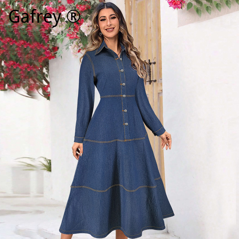 Neues Modisches Denim-Jeanshem – Belted Shirt Dress Bewertung und Preis