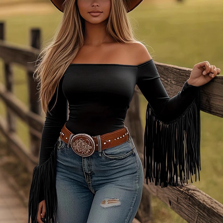 Damenkleidung Langarm-Bluse mi – Off Shoulder Top Bewertung und Preis