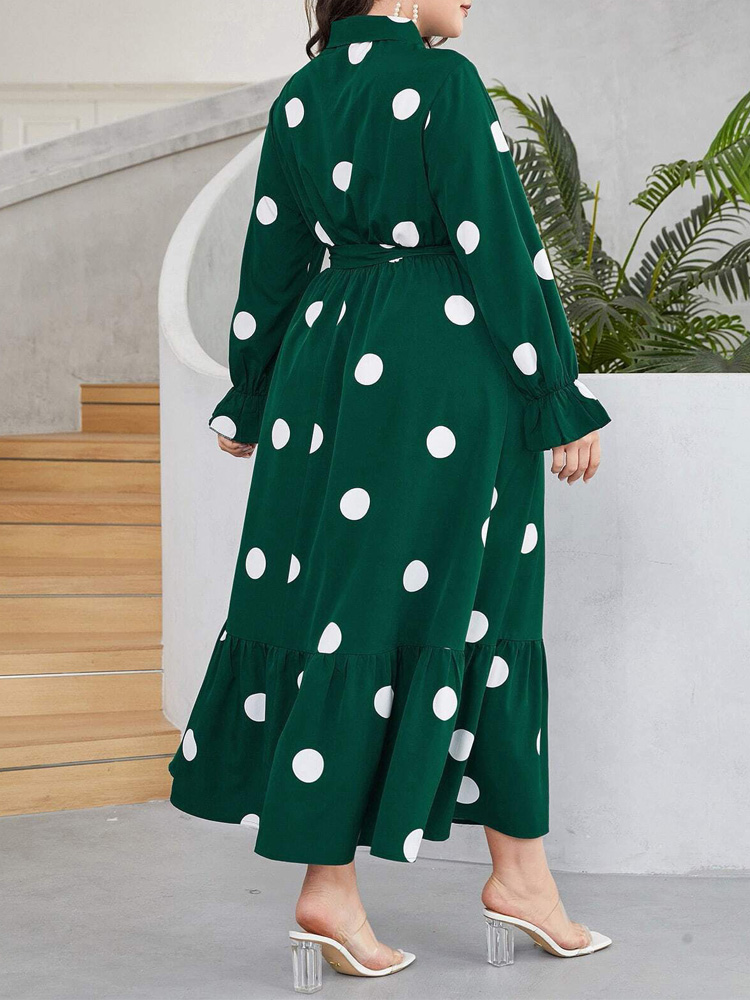 GIBSIE Übergröße Polka Dot Hem – Belted Shirt Dress Bewertung und Preis