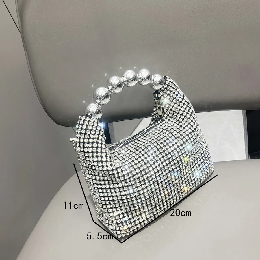 Glänzende silberne Strass-Clut – Women'S Fashion Boutique Bewertung und Preis